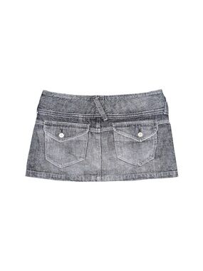 VTG Express X2 Quality Denim Low Rise Micro Mini Skirt 8 Y2K Grunge Flap Pocket